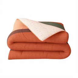 Portico Orange & Beige Striped AC Room 120 GSM Double Bed Comforter image 5