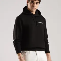 Calvin Klein Jeans Black Cotton Regular Fit Logo Printed Hoodie image 4