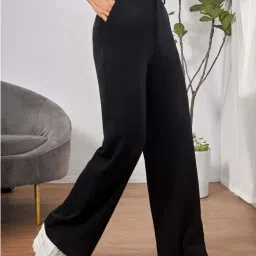 BUYNEWTREND Black High rise Formal Trousers image 4