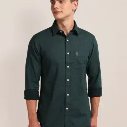 U.S. Polo Assn. Green Regular Fit Printed Shirt-picture-39