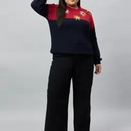 Club York Navy Embroidered Plus Size Sweater image 4