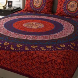 JaipurFabric Amber 100% Pure Cotton 180 TC Double Bedsheet with 2 Pillow Covers image 4