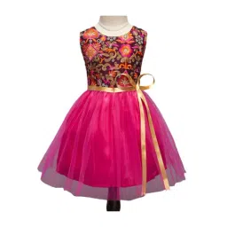 The Magic Wand Kids Pink Embroidered Dress with Belt-picture-28