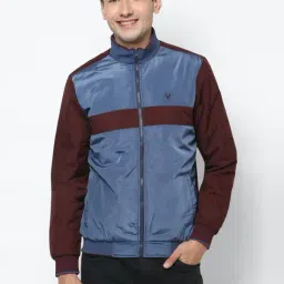 Allen Solly Blue & Maroon Regular Fit Colour Block Jacket-picture-22