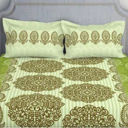 Spaces Atrium Ecom Green 100% Cotton 144 TC Double Bedsheet with 2 Pillow Covers image 4