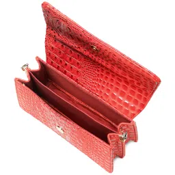 PELLE LUXUR Red Animal Effect Small Shoulder Bag image 4