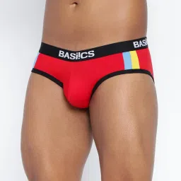 BASIICS by La Intimo Red Blended Relaxed Fit Striped Briefs image 4