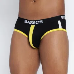 BASIICS by La Intimo Black Blended Relaxed Fit Striped Briefs (Pack Of 2) image 4