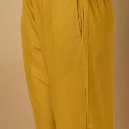 Taneira Yellow Viscose Solid Straight Pants image 4