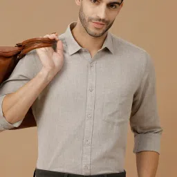 CAVALLO By Linen Club Beige Linen Contemporary Fit shirts image 4