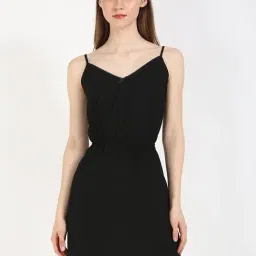 TOMMY HILFIGER Black Polyester Solid Sleeveless Mini Dress-picture-42