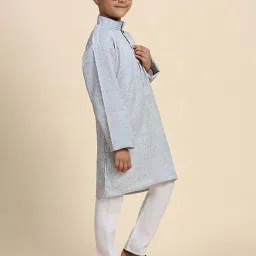Pro-Ethic Style Developer Boys Grey Cotton Printed Full Sleeves Self Design Kurta Sets image 4