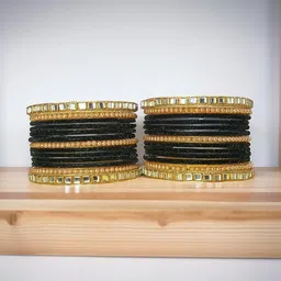 Luxurious Set Of 26 Round Shaped Stone-Studded & Beaded Bangles image 3