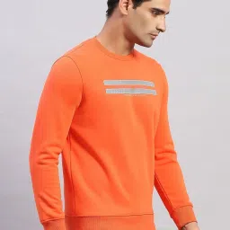 Monte Carlo Orange Regular Fit Striped Sweatshirt image 4