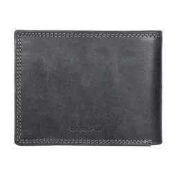 SASSORA Black ARLO Textured Small Leather Bi-Fold Wallet image 4