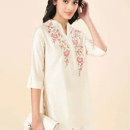 Rangmanch by Pantaloons Beige Embroidered A Line Short Kurti image 4
