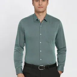 Peter England Green Cotton Slim Fit Shirt-picture-14