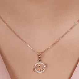 Zavya Universe of Light Cubic Zirconia Rose Gold Plated Women's Necklace image 4