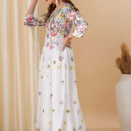Fashor White Printed A Line Kurta image 4
