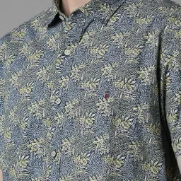 Louis Philippe Blue Cotton Slim Fit Printed Shirt image 4