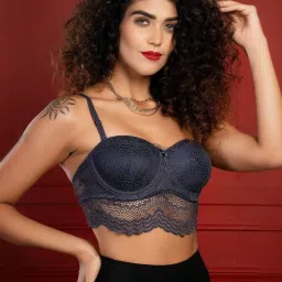 Clovia Grey Lace Padded Bra image 4