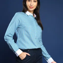 Hancock White-Blue Cotton Checks Shirt image 4