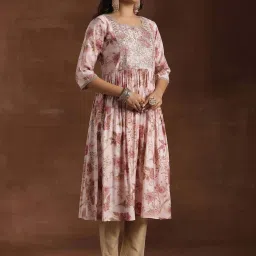 Libas Pink Embroidered A Line Kurta image 4