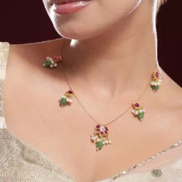 Rubans Gold-Tone Plated Pink & Green Necklace for Women-picture-33