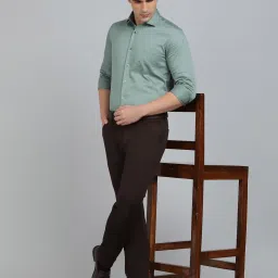 JB Studio Coffee Brown Blended Slim Fit Solid Trouser image 4