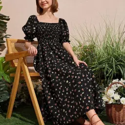 Bolly Lounge Girls Black Floral Party Dress image 4