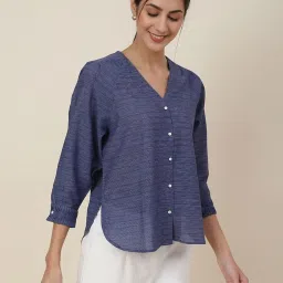 Fabindia Blue Cotton Self Pattern Top image 4