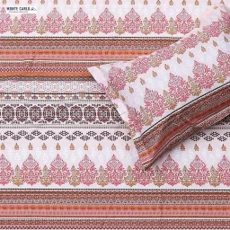 Monte Carlo Multicolor Cotton 104 TC Queen Bedsheet with 2 Pillow Covers image 4