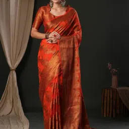 Saree Mall Orange Woven Saree With Unstitched Blouse-picture-11