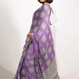 KALINI Poly Chiffon Block Print Saree image 3