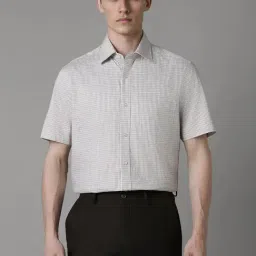 Louis Philippe Grey Cotton Regular Fit Checks Shirt-image-17