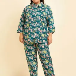 Sweet Dreams Green Cotton Printed Top Pyjamas Set-image-44