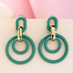 Karatcart Green Matte Finish Link Dangler Earrings For Women-image-43