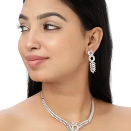 VELVET IMPERIAL Cubic Zirconia Studded Necklace & Earrings-picture-36