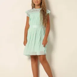 VERO MODA GIRL Green Textured Pattern Dress-picture-0