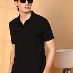 Campus Sutra Black Regular Fit Checks Polo T-Shirt-picture-39
