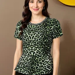 SZN Animal Print Peplum Top-image-15