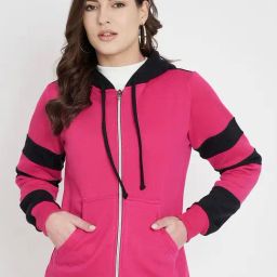 BRINNS Magenta & Black Color-Block Hoodie-picture-19