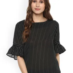 Harpa Women Black Striped Top image 1