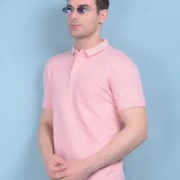 Crimsoune Club Peach Slim Fit Printed Polo T-Shirt-image-52