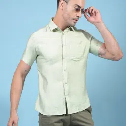 Crimsoune Club Green Blended Slim Fit Solid Casual Shirt-picture-24