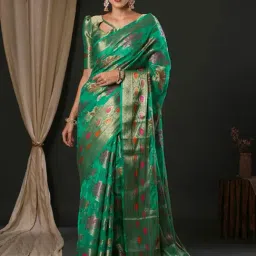 Saree Mall Green Woven Saree With Unstitched Blouse-picture-25