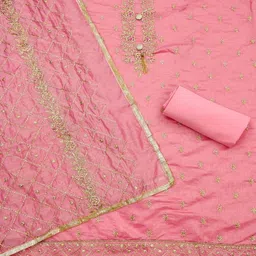 Suha Embroidered Art Silk Unstitched Dress Material image 4