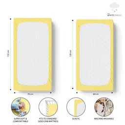 The White Cradle Pink & Yellow 120 TC Cotton 2 Crib Fitted Bedsheets image 4