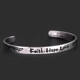 Yellow Chimes Rhodium-Plated Inspirational Message Kada Bracelet image 1