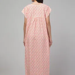 FAMBEE Floral Printed Round Neck Pure Cotton Maxi Nightdress image 5